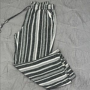 Briggs Women’s Linen Pants Striped Gray and White Linen/Rayon Pants size L